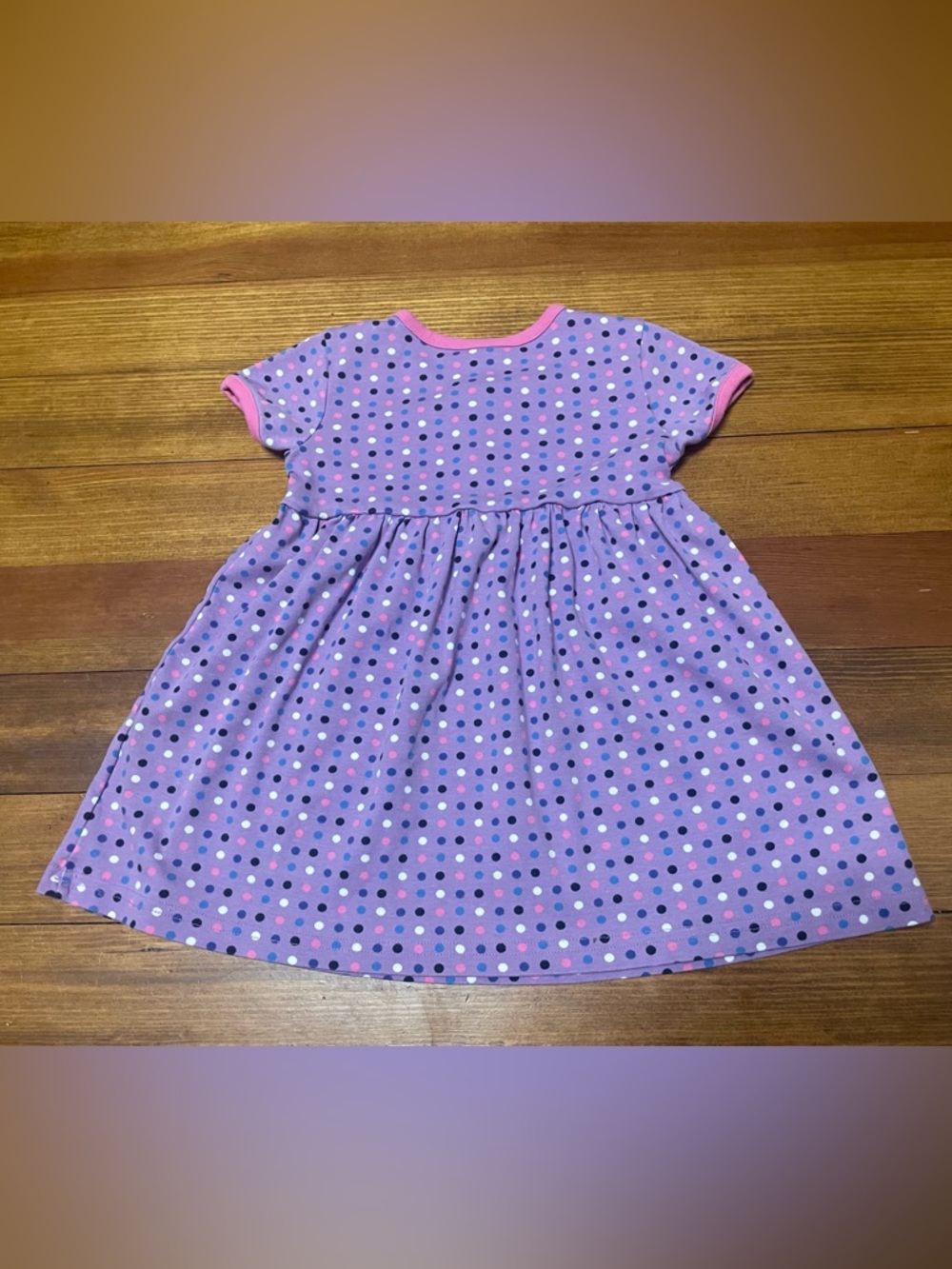 Hanna Andersson Purple Polka Dot Cotton Play Twirl Dress with Pink Trim Size 3T - Picture 5 of 9